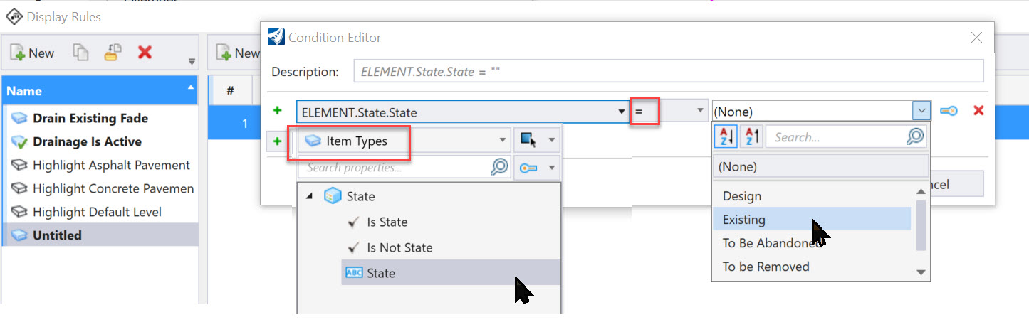 Display Rule Item Types